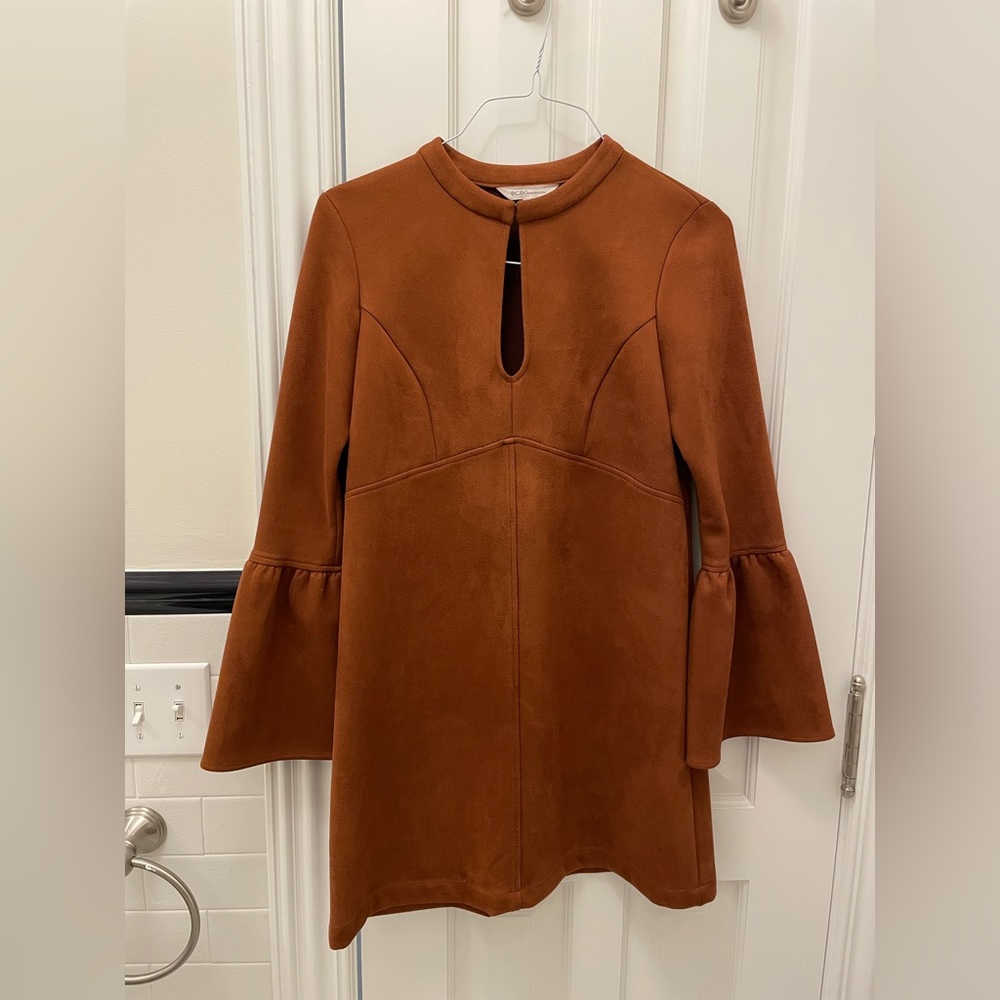 BCBGeneration Faux Suede Mini Dress Keyhole Cutout